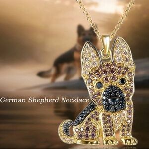 German Shepherd Rhinestone Necklace